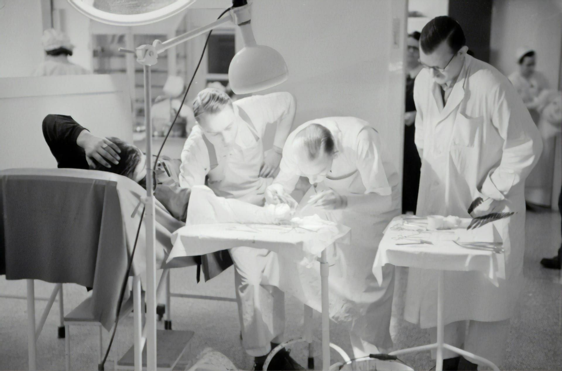 A medical clinic exam room for a work-injury evaluation